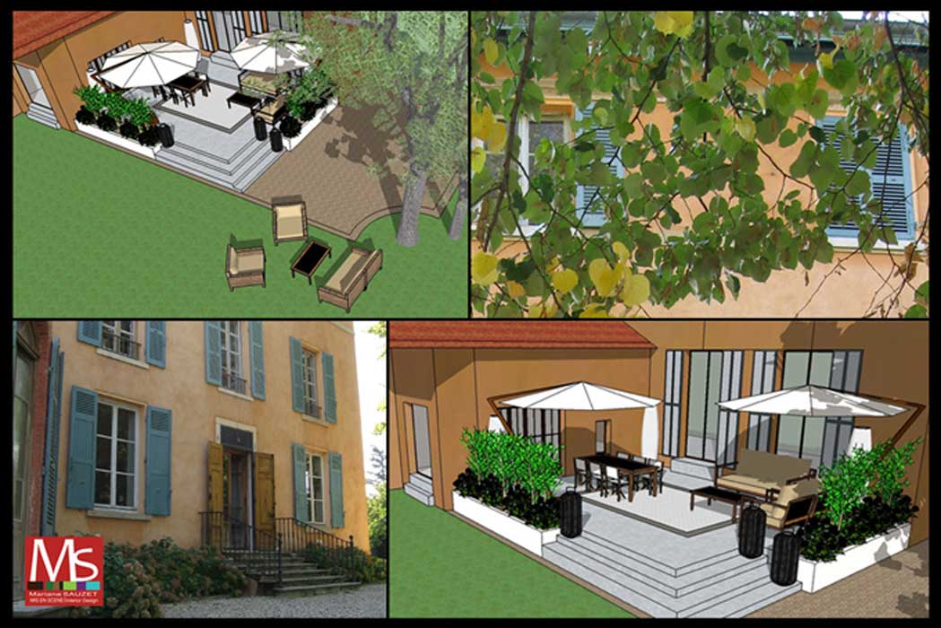 MS Architecture interieur Lyon - Vue 3D Aménagement de jardin pour particuliers