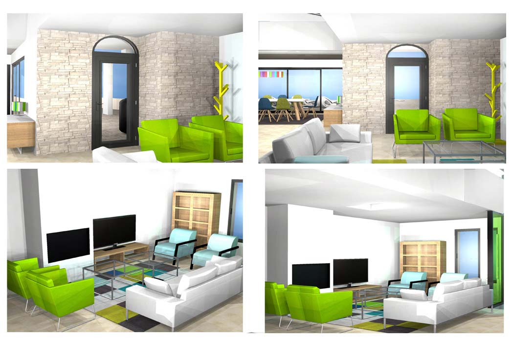 MS Architecture interieur Lyon - Vue 3D Aménagement interieur pour particuliers - Salon